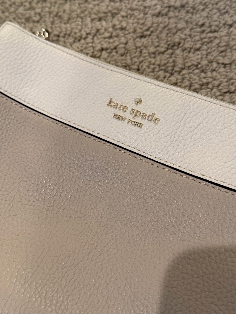 kate spade Two-Tone White and Light Taupe Leather Crossbody